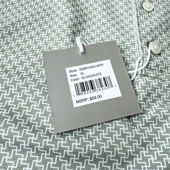 Hickey Freeman Golf Polo XL Green Geometric All Over Print Performance New $59 - Picture 5 of 8